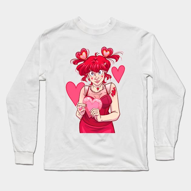 Heart Crystal Odango Red Version Long Sleeve T-Shirt by Fizzy Vee